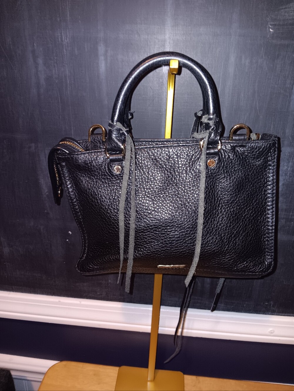 Rebecca Minkoff Black Pebbled Leather Satchel with Gold Hardware - Picture 2 of 4